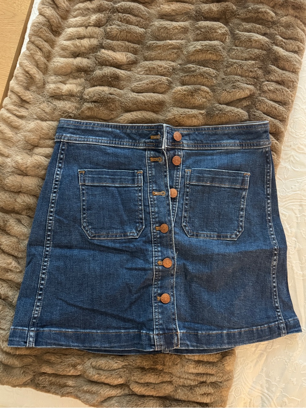 Madewell Blue Denim Button-Front Mini Skirt